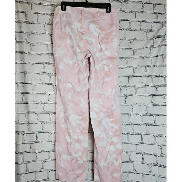 Anthropologie Jamie Chino Pants Sz 4 Pink Tie Dye Straight Cute 90s Floral Retro - Picture 2 of 9